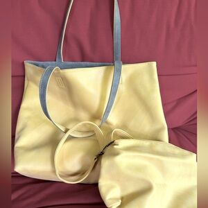 Butter yellow tote and small matching bag